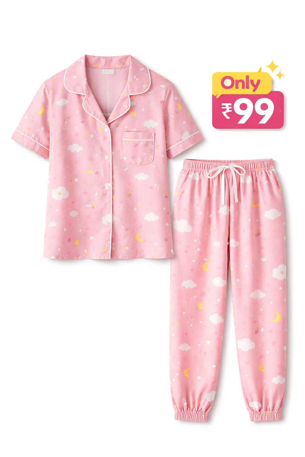 Women Printed Night Suit Set (Top &amp; Pajama Combo)